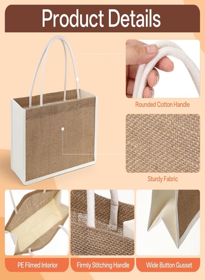 Alrhso 12pcs Burlap Gift Bags with Handles Burlap Tote Bags Small Jute Bag for Return Gifts Beach Bag for Women Wedding Welcome Bagss for Party Favors (12.6 X 8.66 X 5.12 Inch) - Image 3